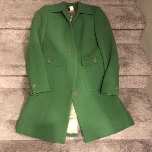 Green, wool, J Crew short coat.
